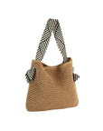 Striped Knot Handle Straw Tote