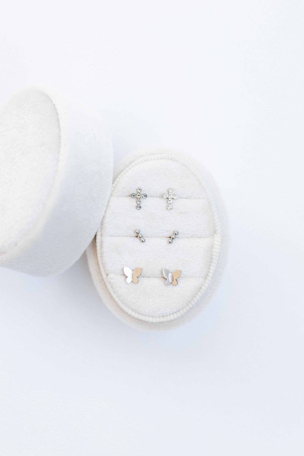 Screwback Stud Earrings - Tally - Silver