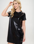 Made in USA Metallic Short Sleeve Dress