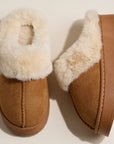 Faux Suede Fur Trim Platform Slippers | Cozy House Shoes