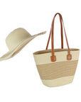 Woven Straw Tote and Sun Hat Set