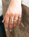 Moonstone Warrior Adjustable Brass Ring