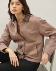 Barn Jacket with Faux Leather Collar