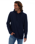 Tobias Textured Tonal Stretch Kangaroo Pocket Hoodie - Navy