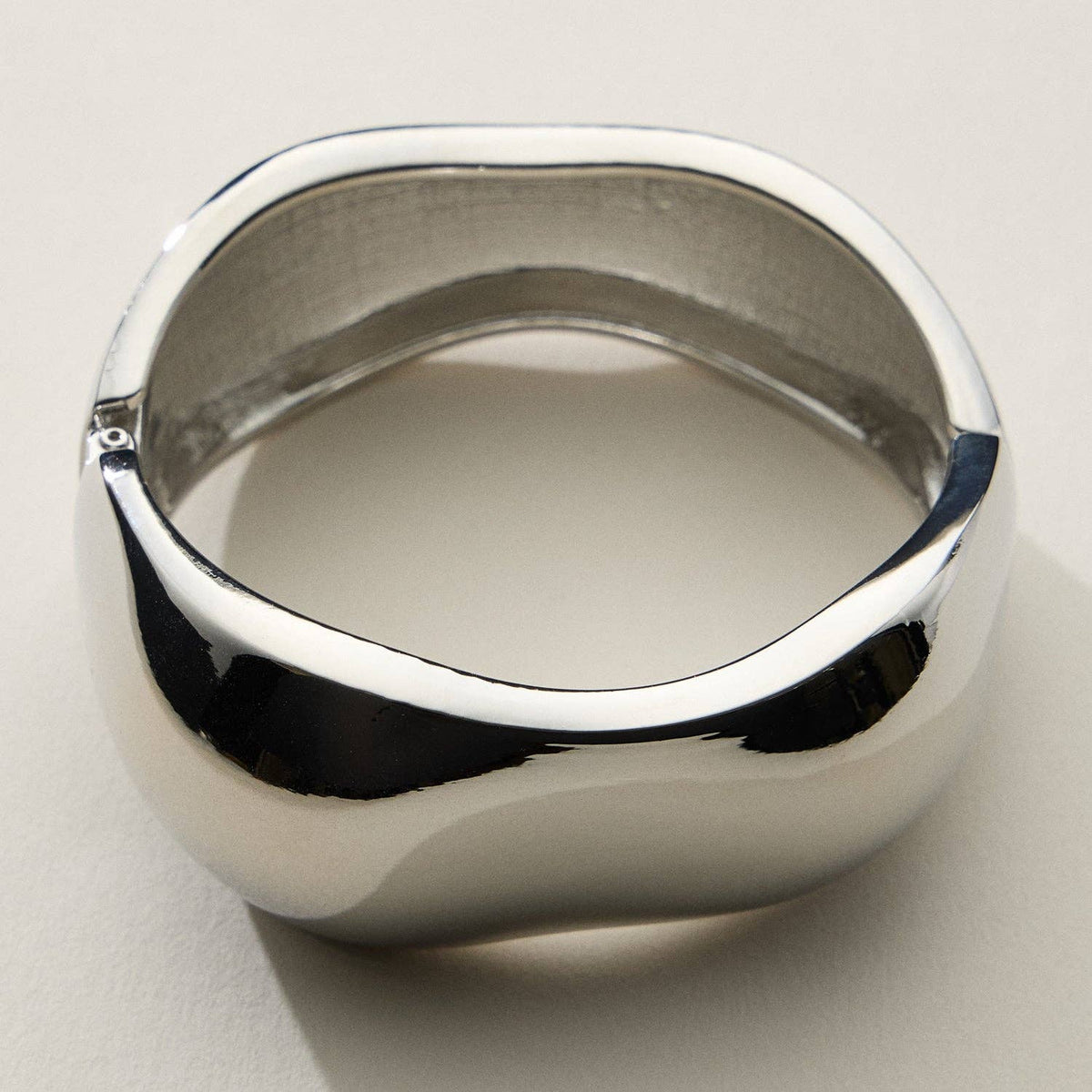 Wide Wavy Silver Cuff Bracelet