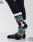 Women's Assorted Christmas Snowman Print Sherpa Socks