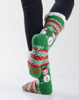 Women's Assorted Christmas Snowman Print Sherpa Socks