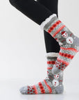 Women's Assorted Christmas Snowman Print Sherpa Socks