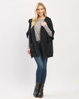 Knit Poncho With Hood & Pockets