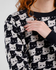 Pepita Cats Pattern Pullover Sweater