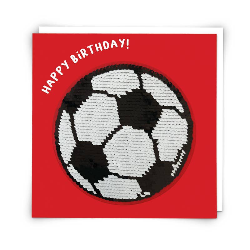 Happy Birthday Football card with Reusable Reversible Sequin Patch