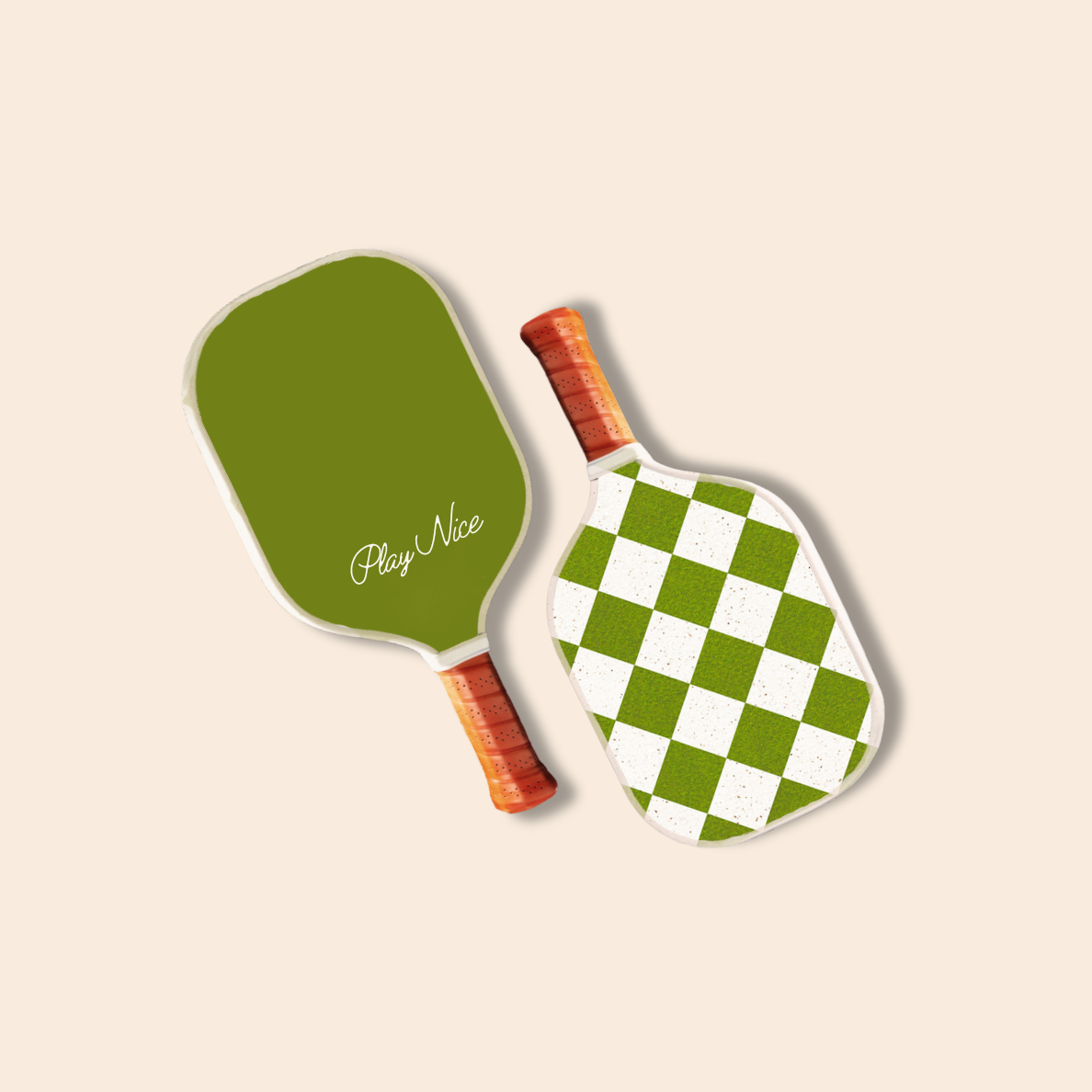 Cute Adult Pickleball Paddle -  double sided, checkered