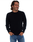 Allen Solid Textured 100% Cotton Sweater -Black