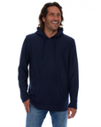 Tobias Textured Tonal Stretch Kangaroo Pocket Hoodie - Navy