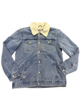 Washed Denim Trucker Jacket With Sherpa Collar