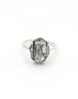 Organic Cut Sterling Ring - Rutile Quartz Crystal