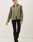 Barn Jacket with Faux Leather Collar