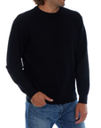 Allen Solid Textured 100% Cotton Sweater -Black