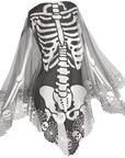 Skeleton 60x60 Pewter Lace Halloween Poncho Costume