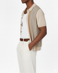 Men's Textured Stripe Polo Shirt
