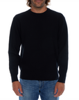 Allen Solid Textured 100% Cotton Sweater -Black