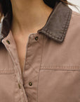 Barn Jacket with Faux Leather Collar