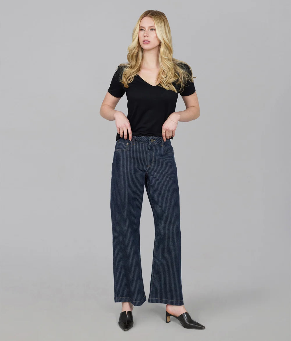 Colette Pinstripe Wide Leg Jean - Lola