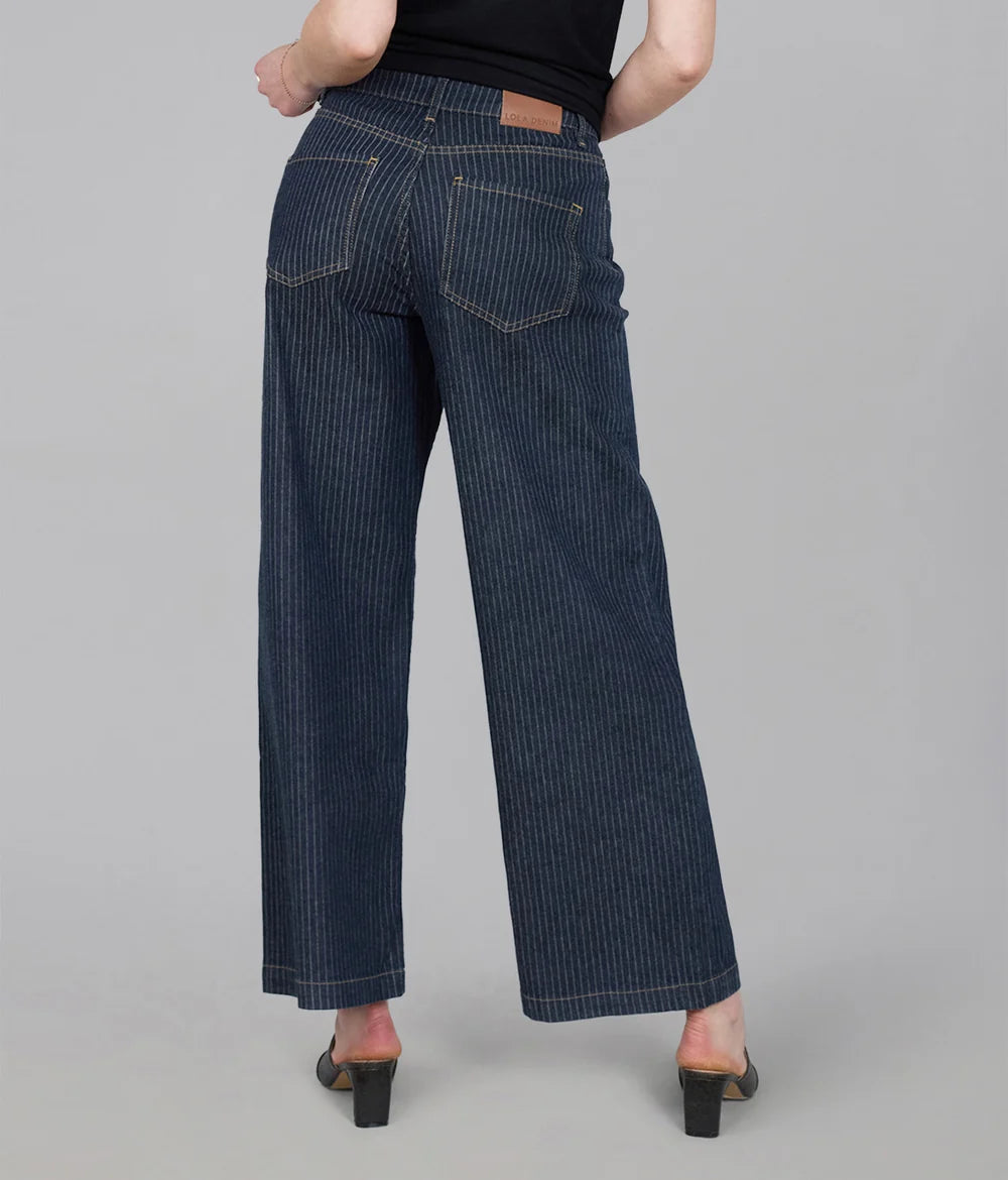 Colette Pinstripe Wide Leg Jean - Lola