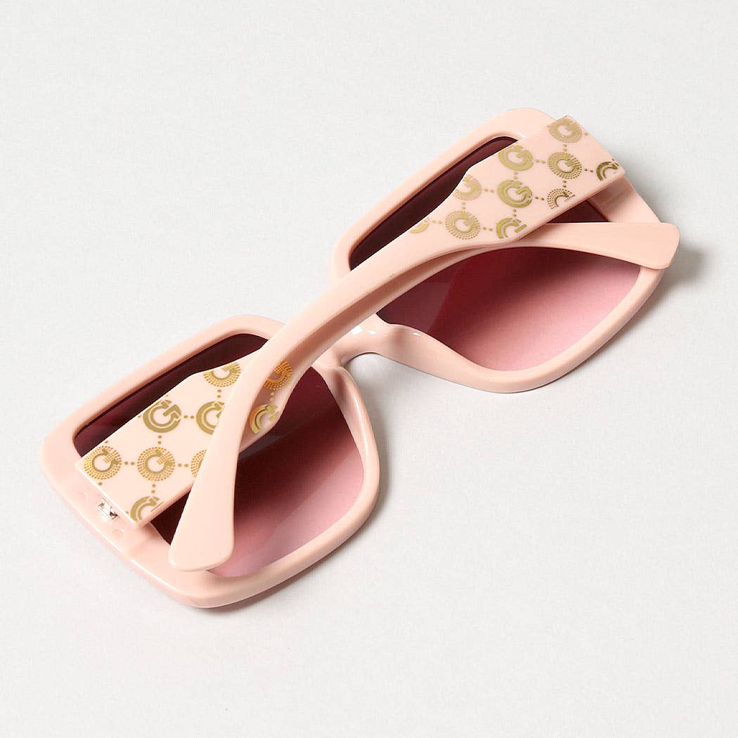Women’s Oversized Square Sunglasses – Gradient Oceanic Pink Lens, Multi-Color Frame