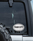 CUSTOM City Name Oval Bumper Sticker Vinyl Decal