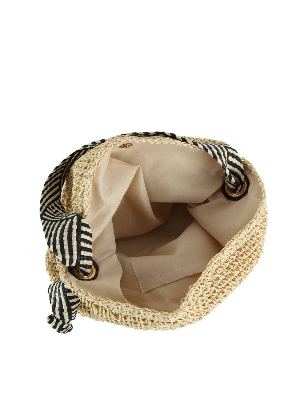 Striped Knot Handle Straw Tote