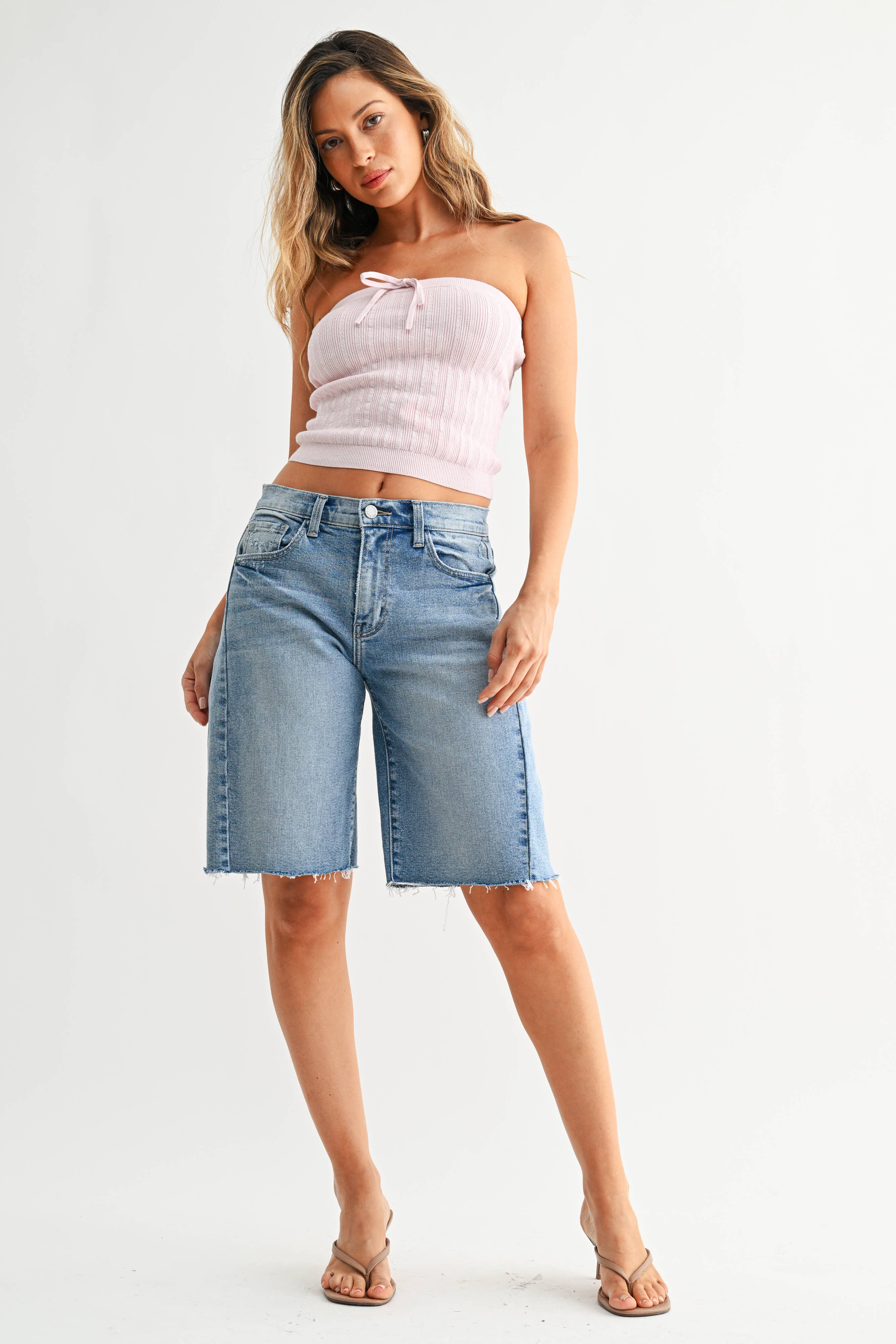 Seamed Longer Short Just Black Denim