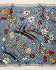 Vintage Botanical Floral Square Scarf – Elegant Garden Print Satin Neck & Hair Scarf