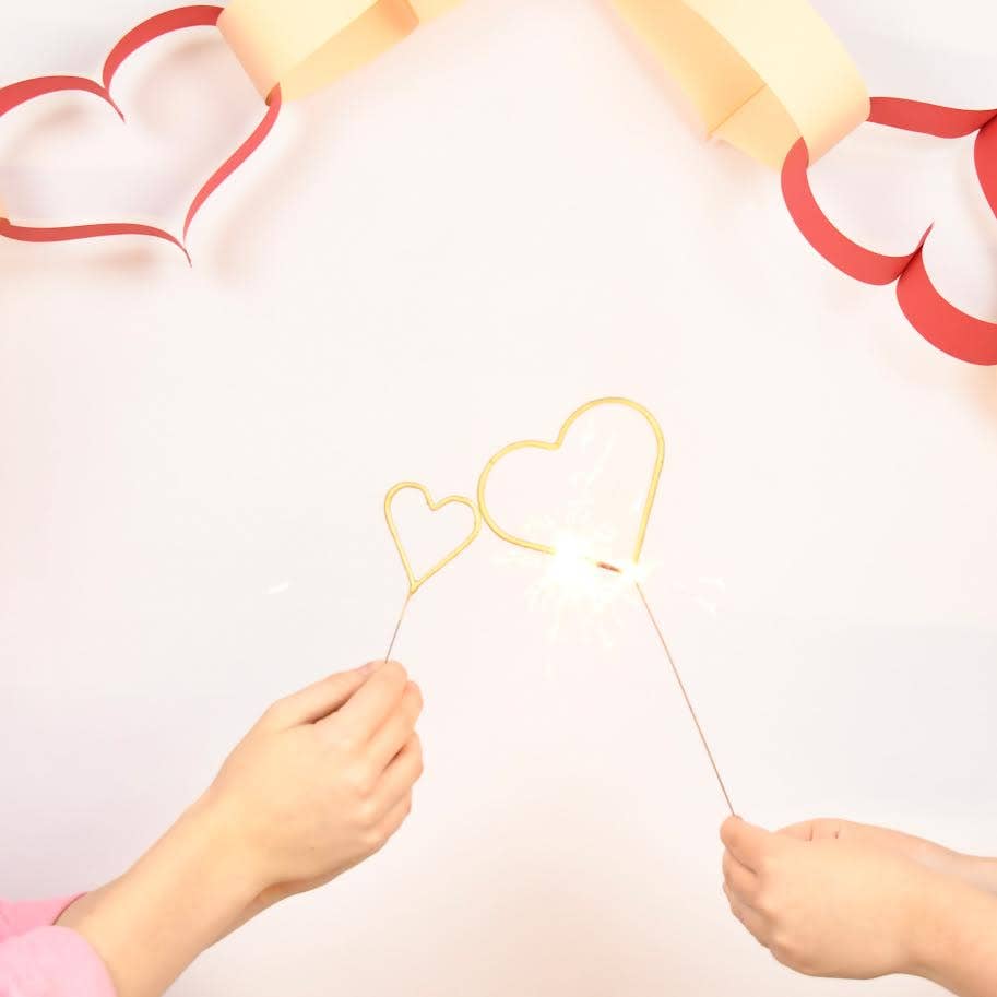Big 8" Gold Heart Sparkler Wand - Celebrate