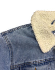Washed Denim Trucker Jacket With Sherpa Collar