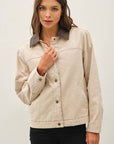 Barn Jacket with Faux Leather Collar