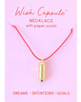 Wish Capsule Necklace w/ 3-Paper Scrolls - Gold Capsule