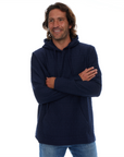 Tobias Textured Tonal Stretch Kangaroo Pocket Hoodie - Navy