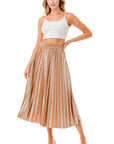 Velour Pleated Midi Skirt
