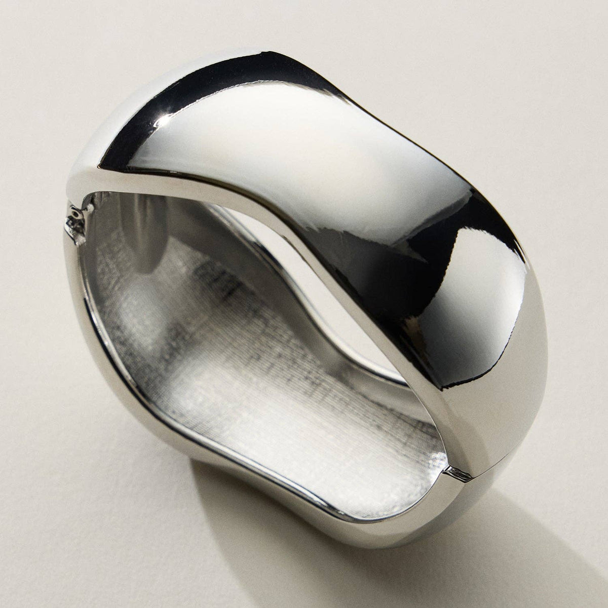 Wide Wavy Silver Cuff Bracelet