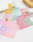French Matte Gradient Square Medium Hair Claw Clips