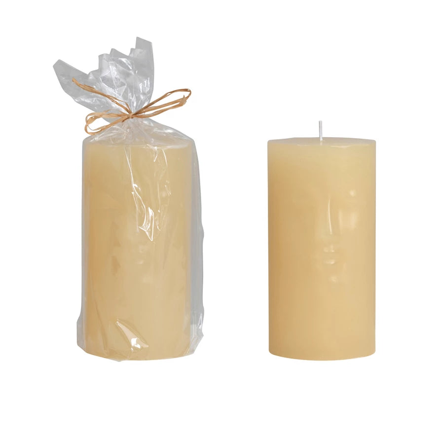 Creative Co-op pillar candle- Face