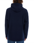 Tobias Textured Tonal Stretch Kangaroo Pocket Hoodie - Navy