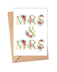 Mrs and Mrs Lesbian Wedding Card - Just Married Two Brides