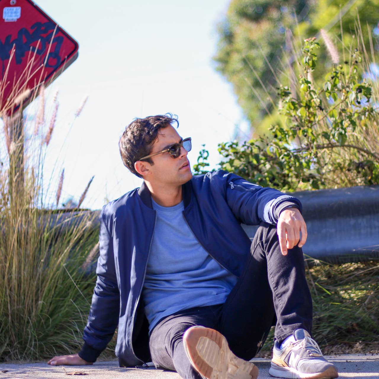 Lewis Sherpa Lined Bomber Jacket  - Navy