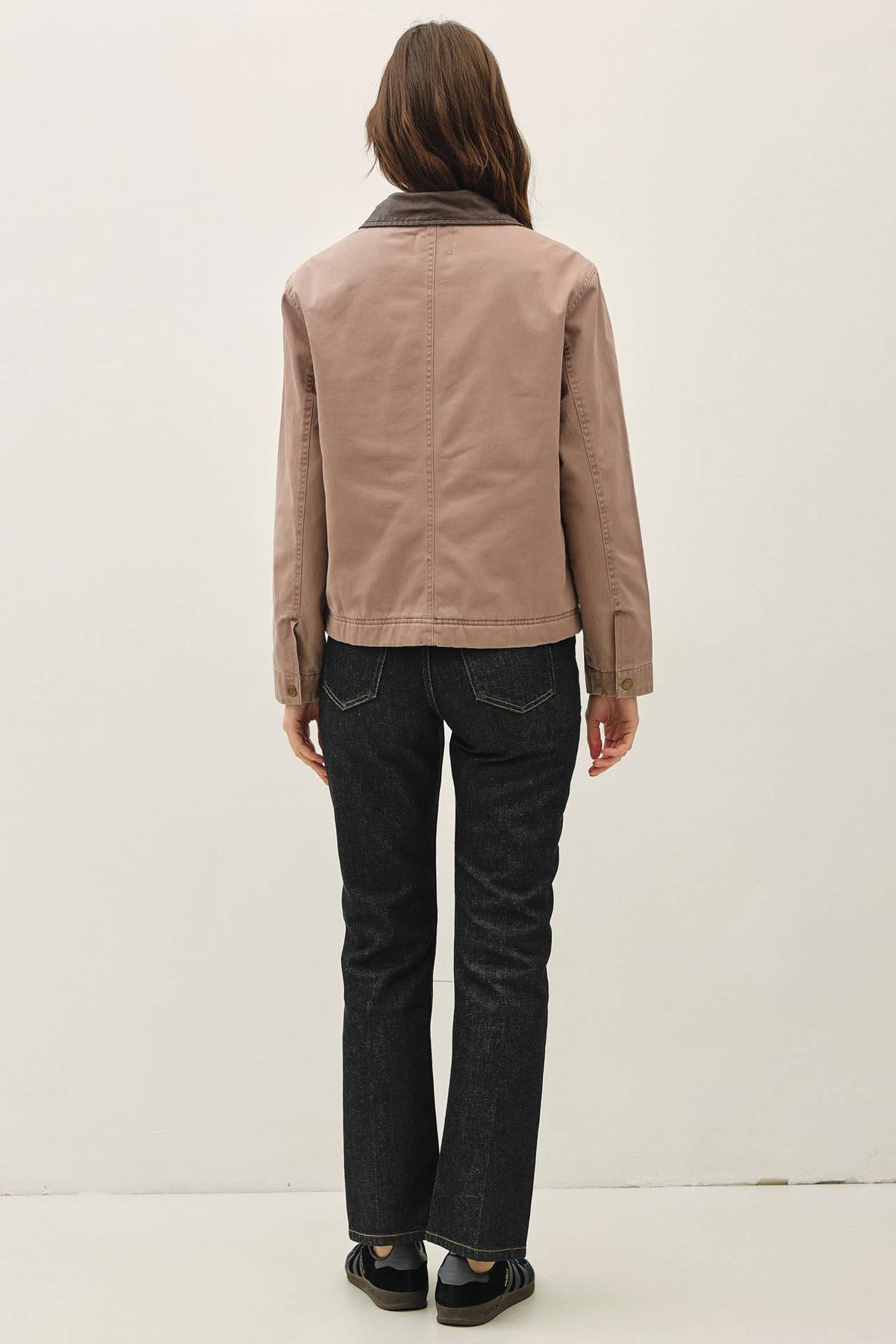 Barn Jacket with Faux Leather Collar