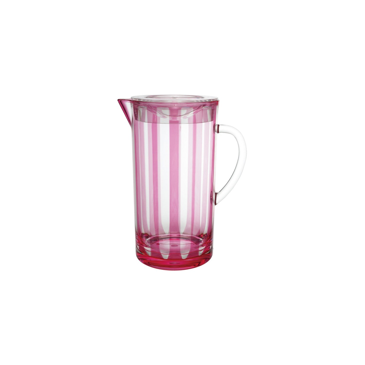 Acrylic Pitcher with Stripes &amp; Lid, Fuchsia Color 2.5 Qt.