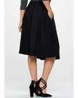 Solid Pleated Midi Skirt with Pockets