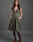 Lucille Dress Teal Floral