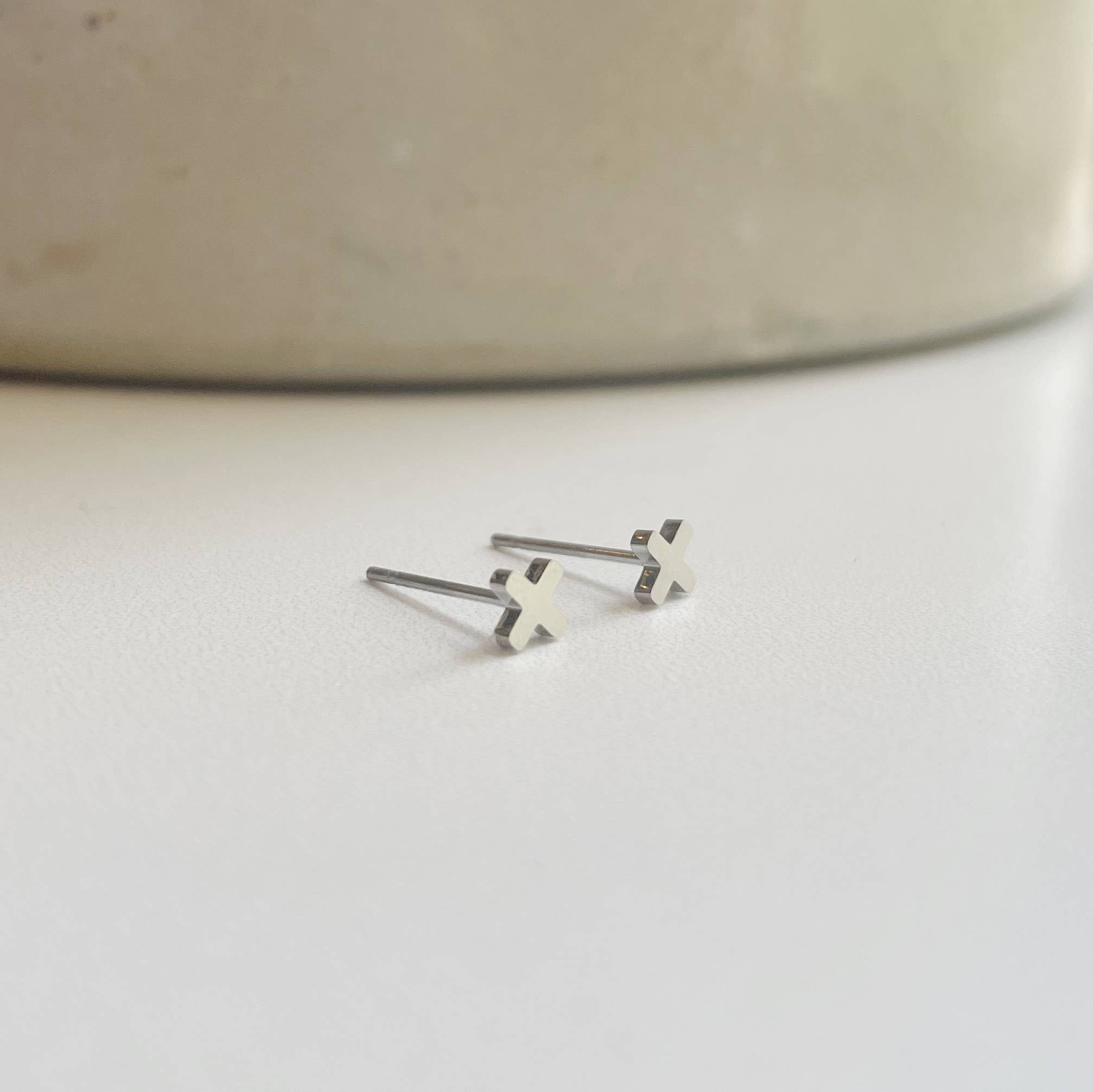 Silver Studs - Hypoallergenic Earrings - Tiny Plus Signs